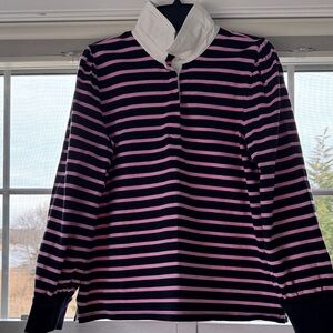Talbots Pink and Blue Striped Polo Top